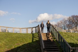 Running up steps to build speed and power with personal trainer Maria Judd of Lewes Outdoor Fitness